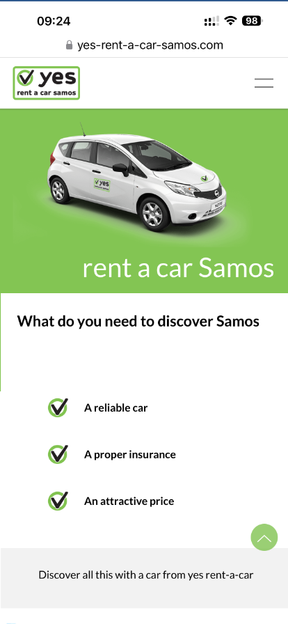 book a car at yes rent a car Samos